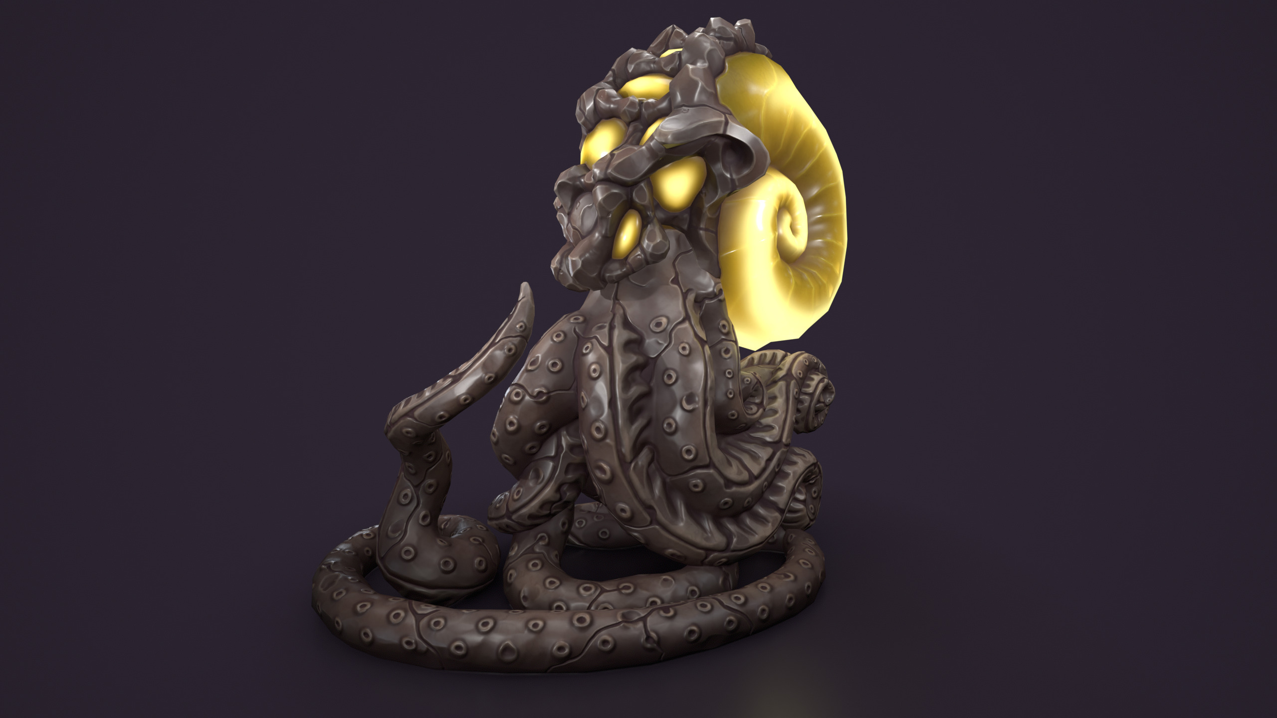 Ancient creature statue stone Low-poly 3D model_4
