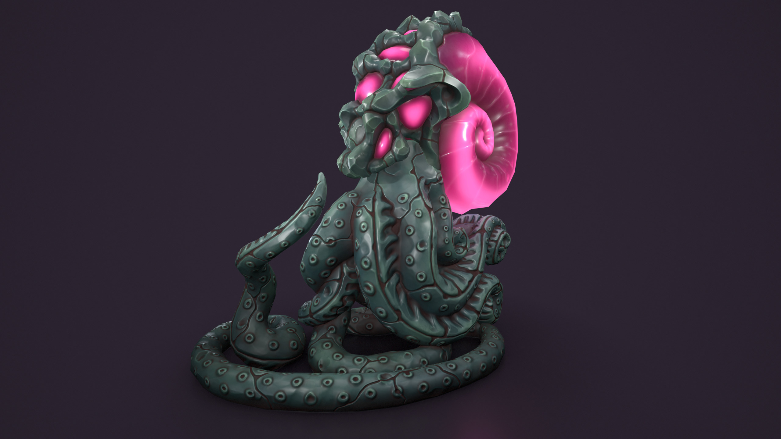 Ancient creature statue stone Low-poly 3D model_6