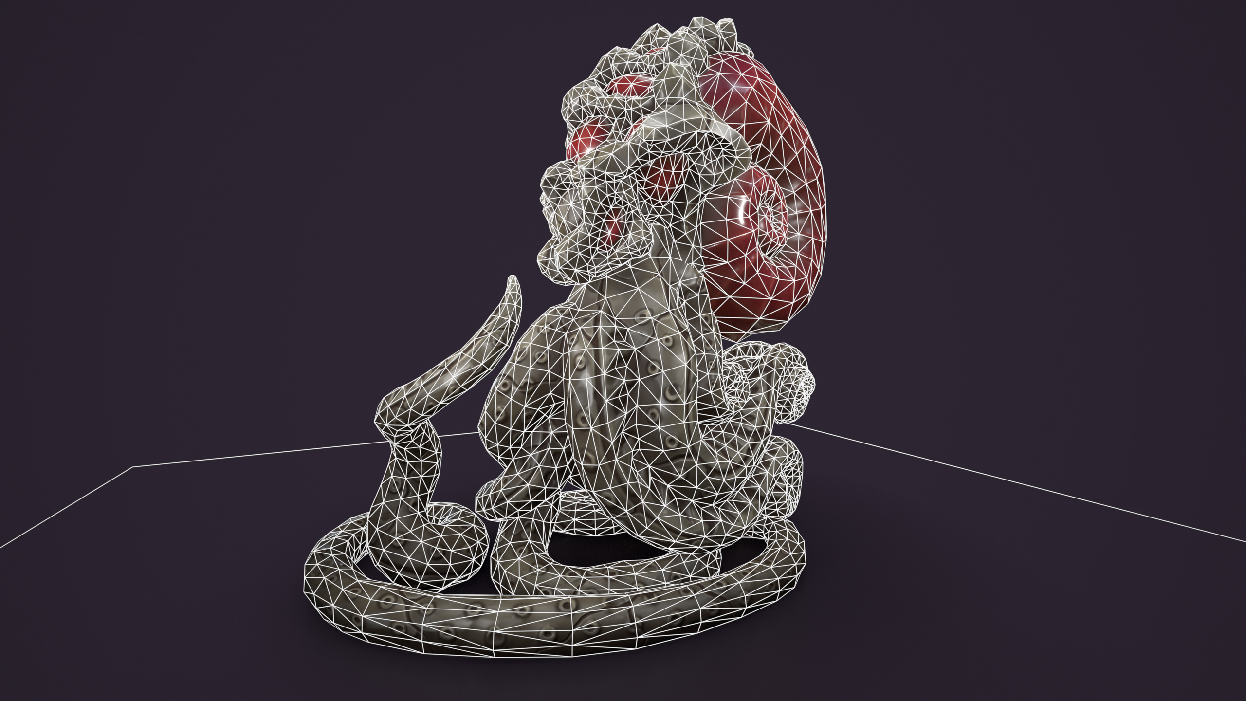 Ancient creature statue stone Low-poly 3D model_2