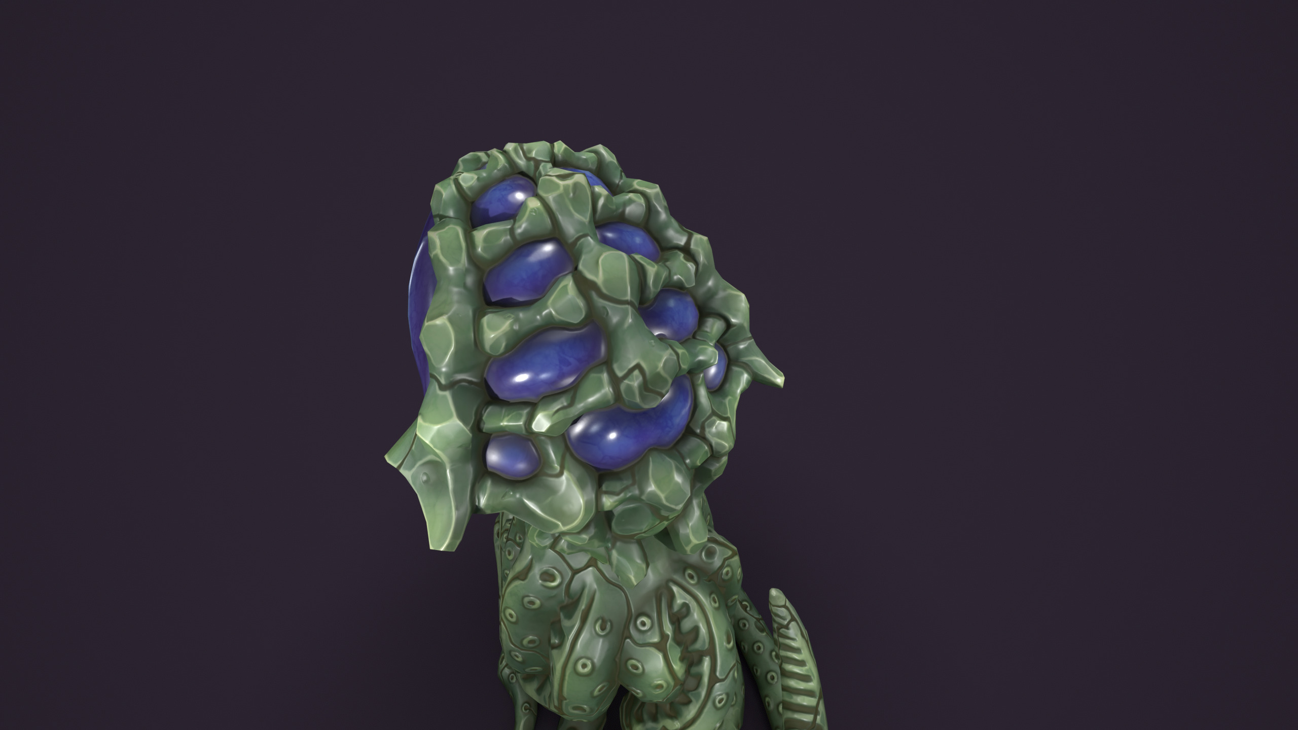 Ancient creature statue stone Low-poly 3D model_14
