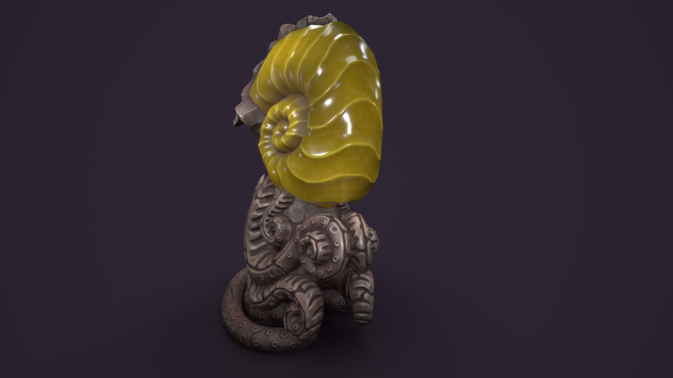 Ancient creature statue stone Low-poly 3D model_11