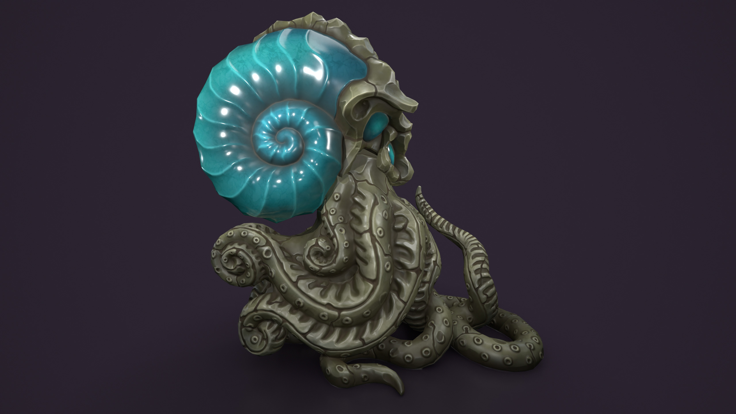 Ancient creature statue stone Low-poly 3D model_12