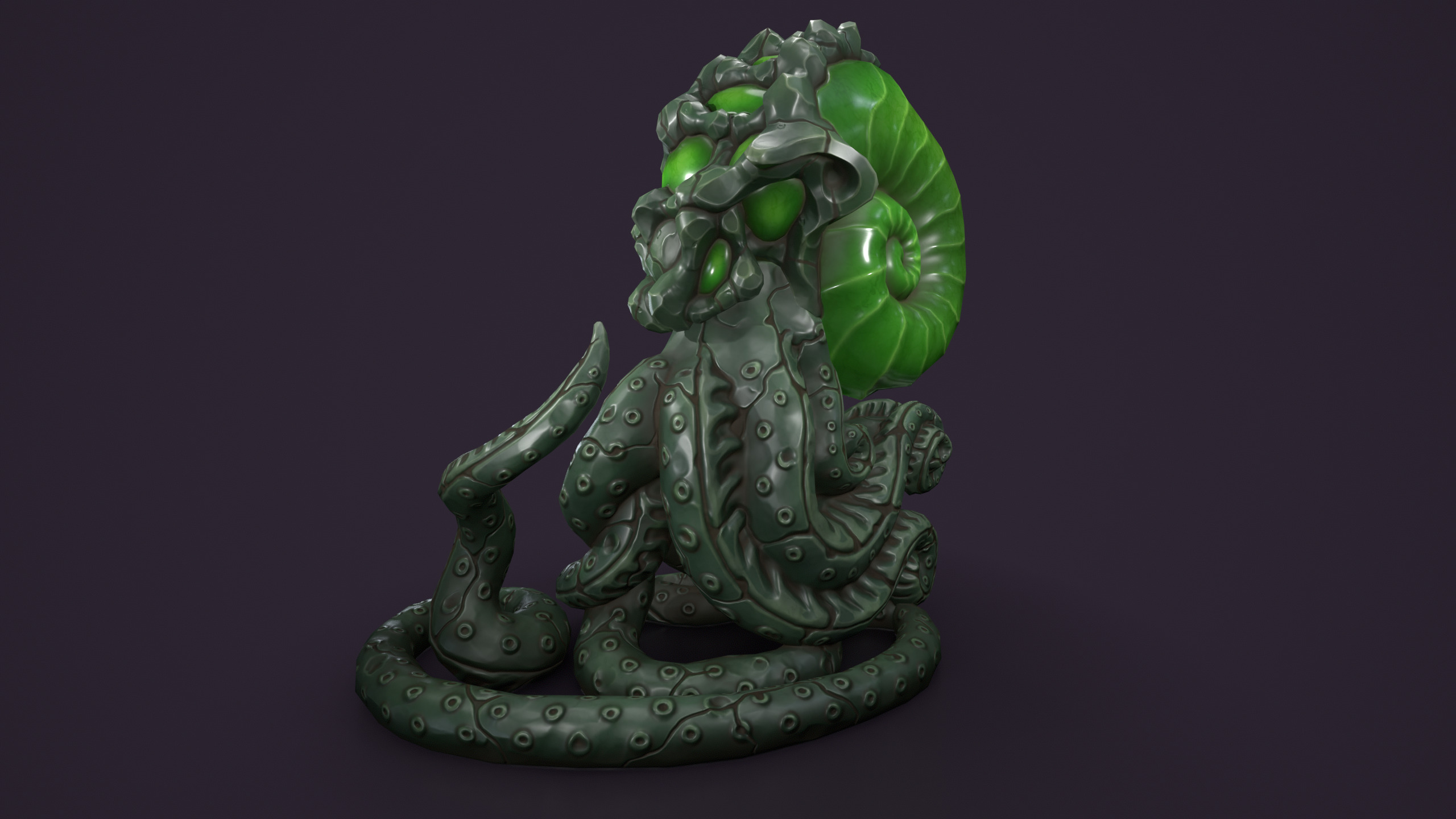 Ancient creature statue stone Low-poly 3D model_9