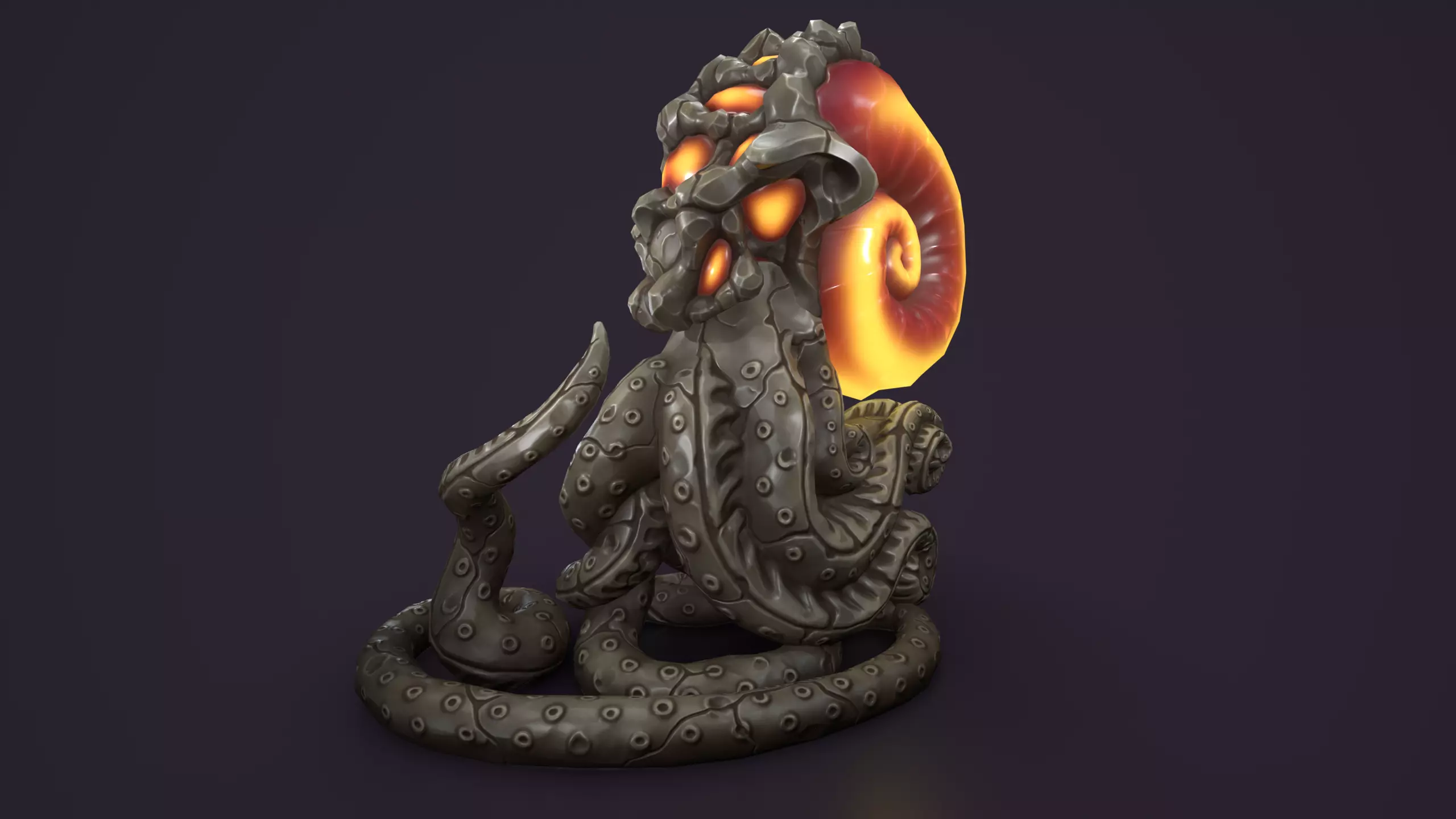Ancient creature statue stone Low-poly 3D model_0