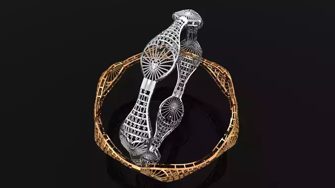 1249 Entwined Ribbons Gold Bangle 10gm 3D print model