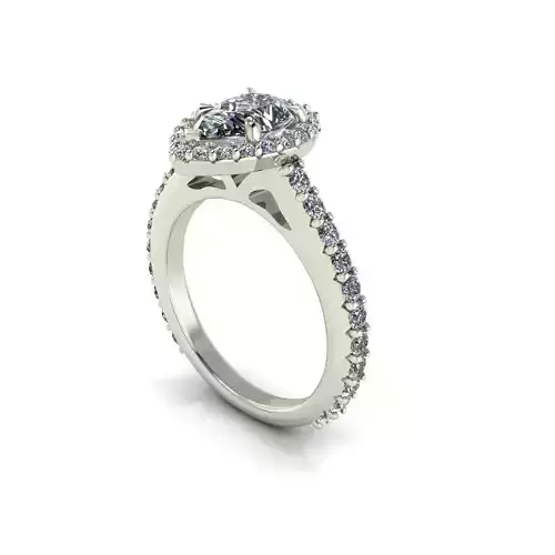 Pear Solid Love Wedding Ring Diamond Set V1