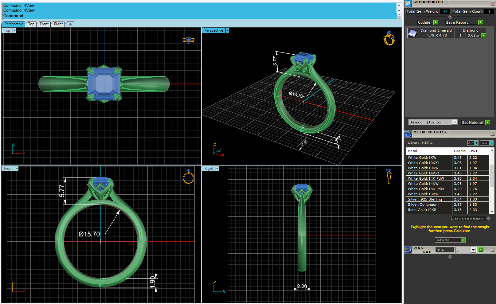 Solitaire Six Prong Wedding Ring 3D print model_2