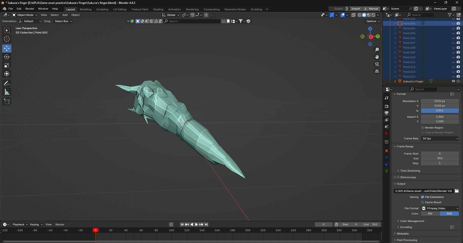 Sukuna Finger - Game Ready Low-poly 3D model_9