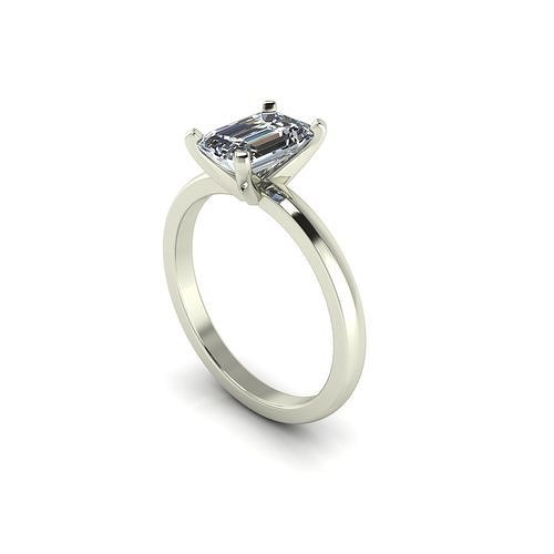 One Stone Emerald Wedding Ring 3D print model
