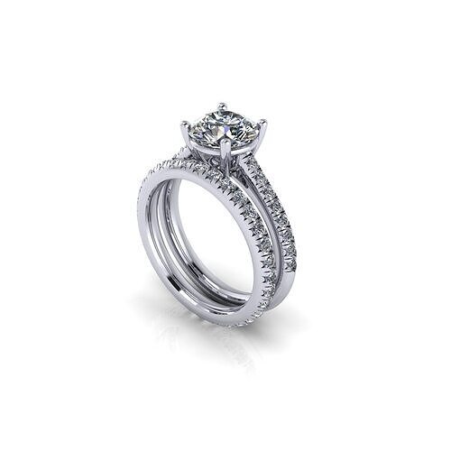 Love Engagement Ring Band Set 3D print model