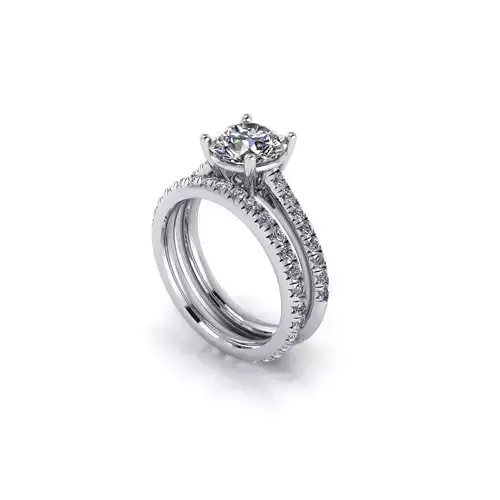 Love Engagement Ring Band Set