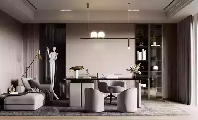 Study Room 3D Scene Office 