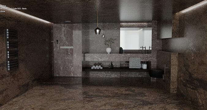 Modern Luxury Stone Bathroom Interior - High-Quality 3D Model 3D model