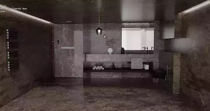 Modern Luxury Stone Bathroom Interior - High-Quality 3D Model