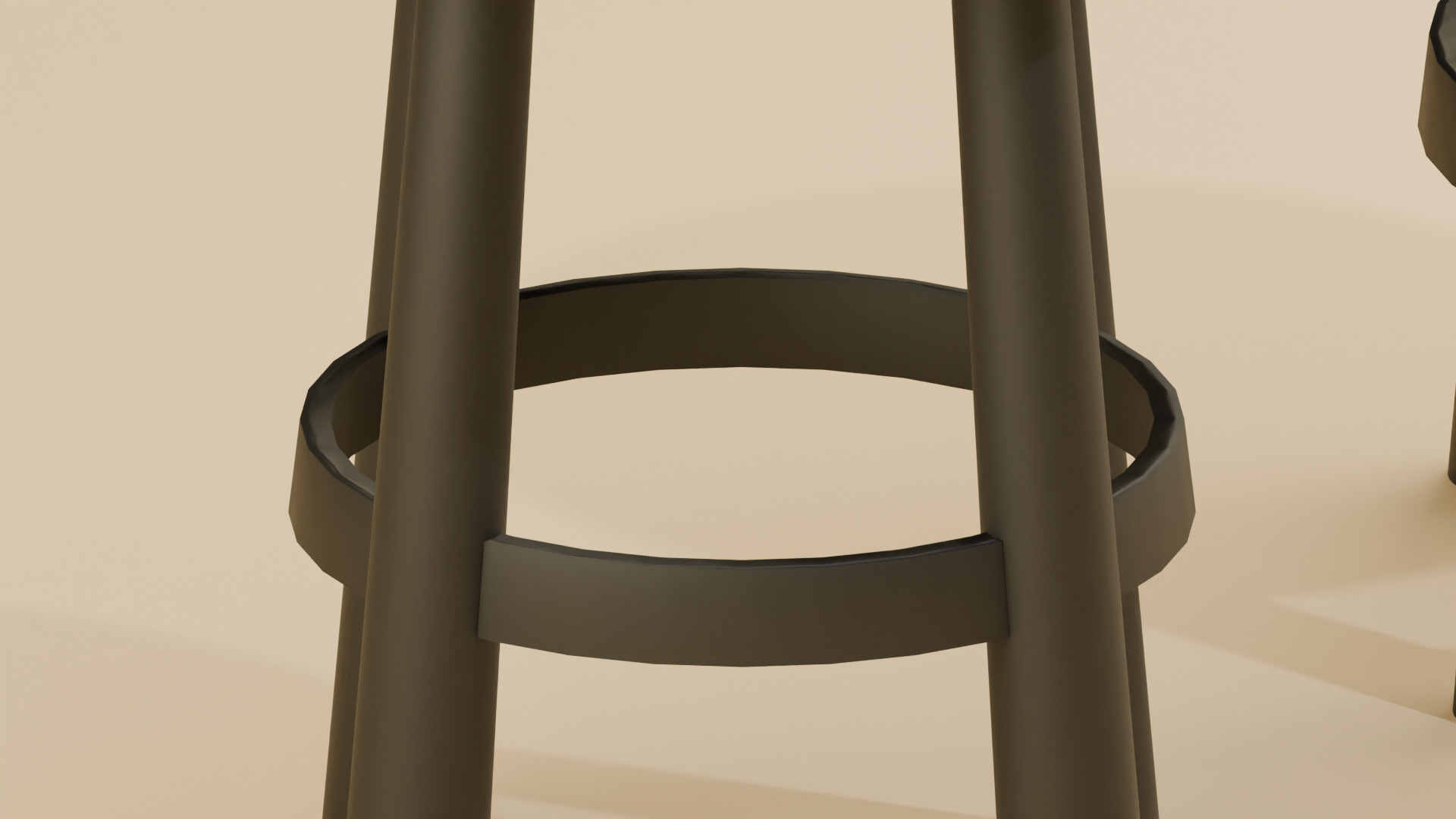 Classic Round Stool Low-poly 3D model_6