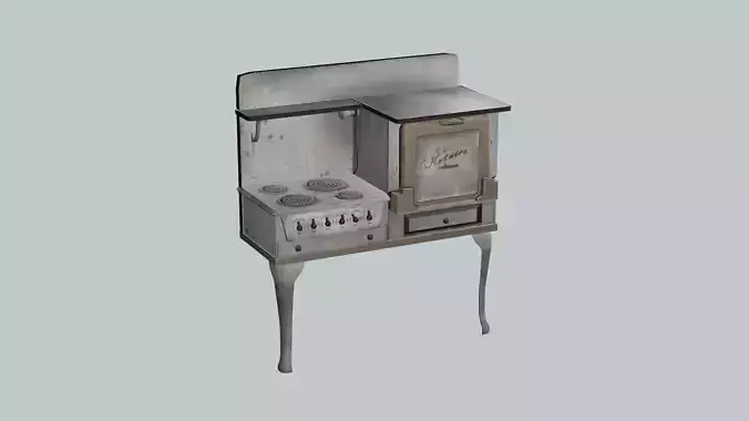 Old Vintage Stove Low-poly 3D Model Low-poly 3D model