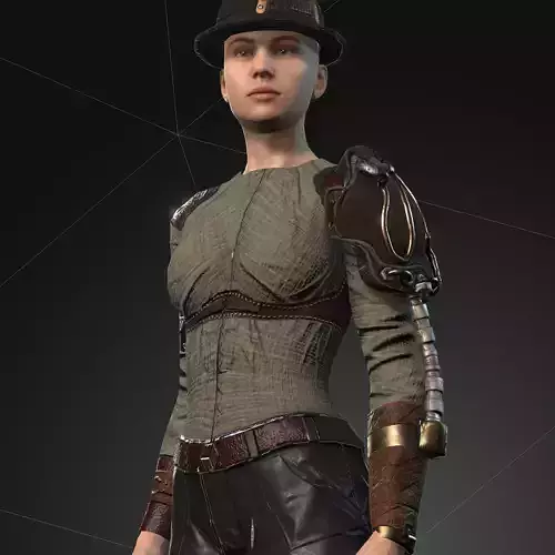 Steampunk rigged character Low-poly 3D model