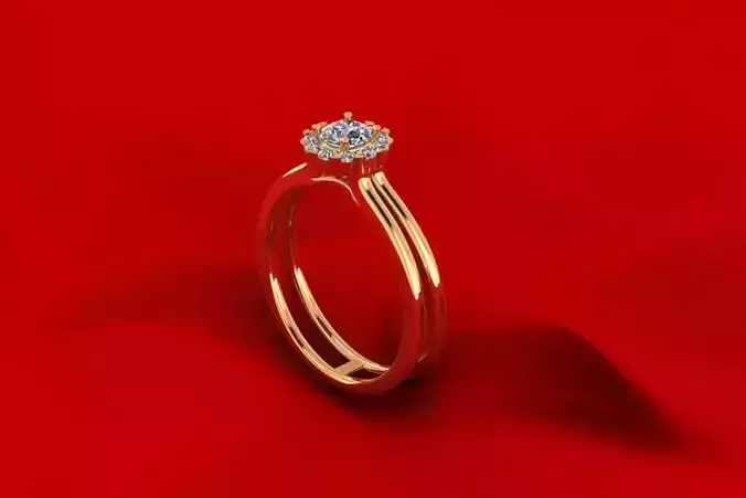 Halo One Stone Wedding Ring TH57