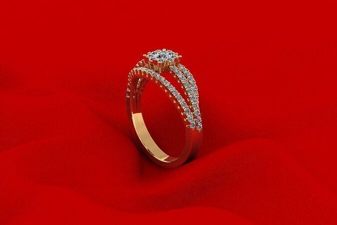 Three Row Pav Wedding Ring RS002 3D print model