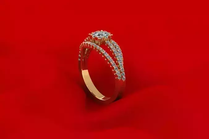 Three Row Pav Wedding Ring RS002