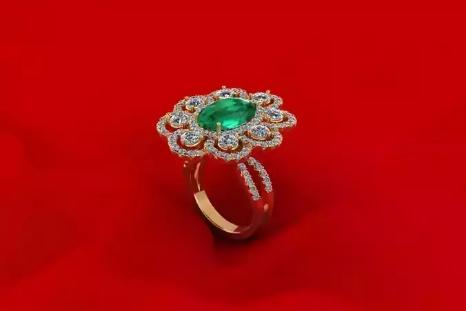 Flower Pav Woman Wedding Ring RE49