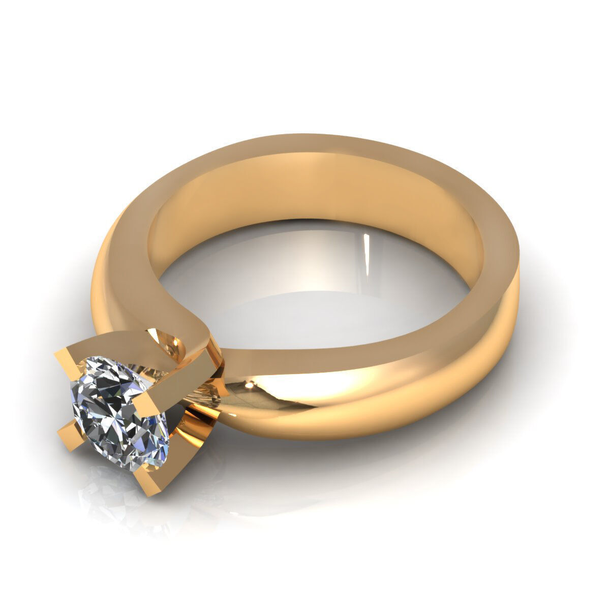 Solitaire Wedding Ring R-A0202 3D print model_2