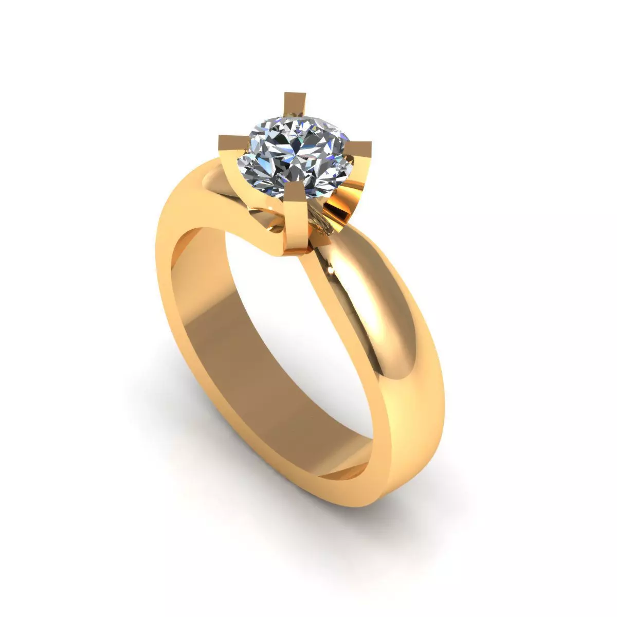 Solitaire Wedding Ring R-A0202 3D print model_0