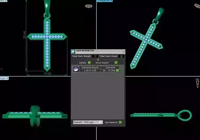 T Cross Pendant PPD-088-DIA