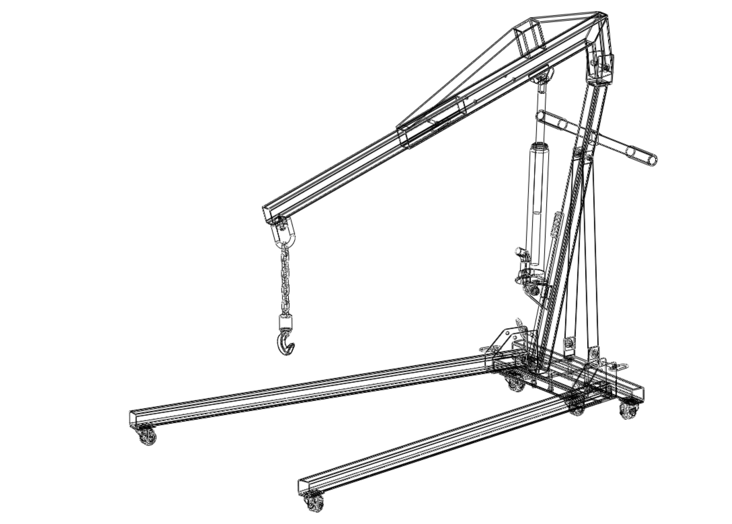 HYDRAULIC JACK ENGINE STAND CRANE HOIST LIFTING FOLDABLE MOBILE 3D model_38