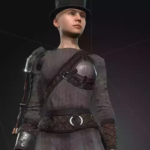 Steampunk rigged character Low-poly 3D model