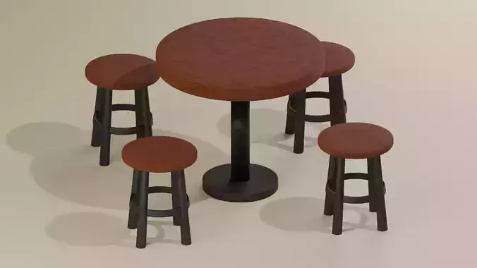 Classic Set  Table Stool 3D model