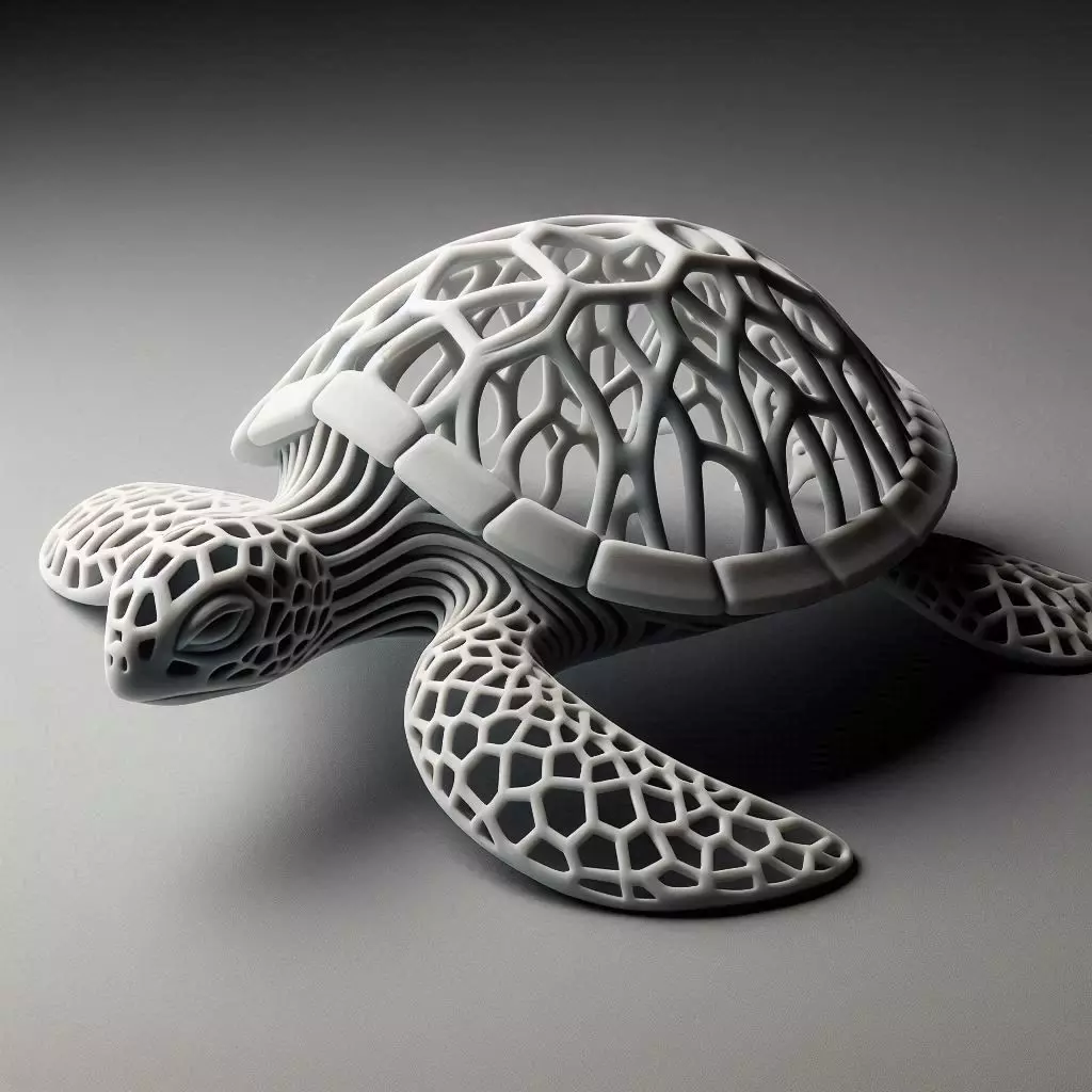 Hollow Sea Turtle Ornamental Swimming Pose 3D print model