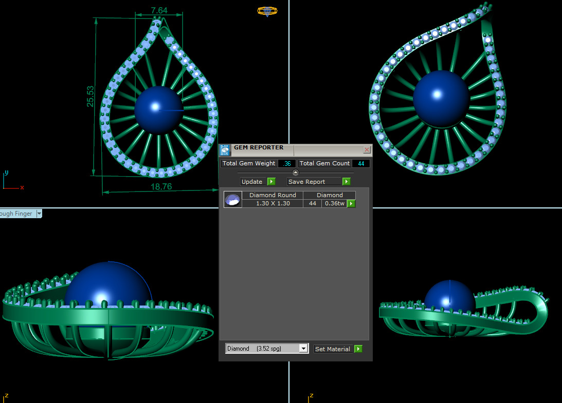 Pear Drop Pendant PPD-063-DIA 3D print model_1