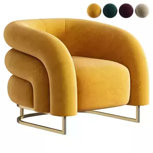 Modern Yellow Velvet Accent Chair