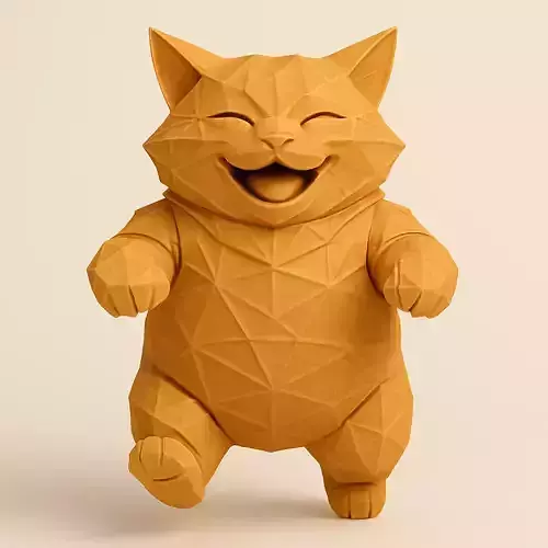 Origami 3D Brown Cat 3D model