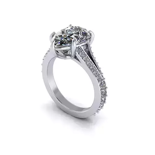 Tension Side Stone Woman Wedding Ring 3D print model