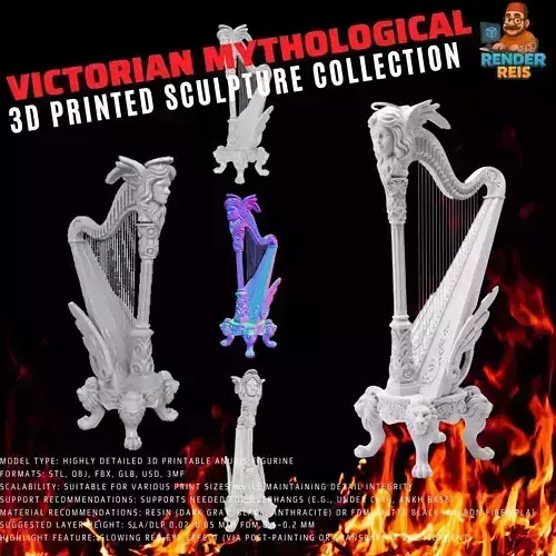 Angel Inspired Concert Harp Statue