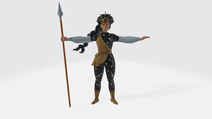 Valkyrie in T Pose Ready to Rig and Animate Low-poly 3D model