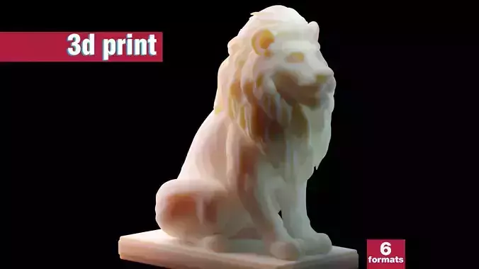 Regal Seated Lion Statue  3D print model