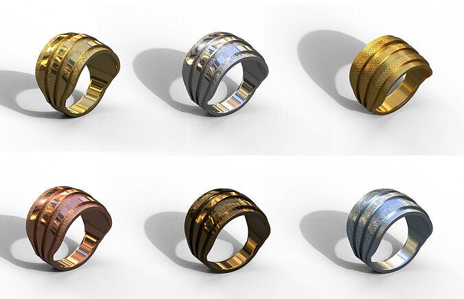 High-Quality 3D Ring Model Pack 6 Low-poly 3D model