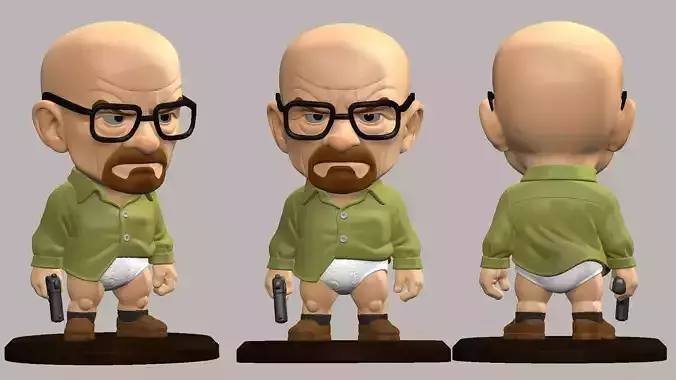 Chibi Walter White STL Figure Breaking Bad Miniature Model