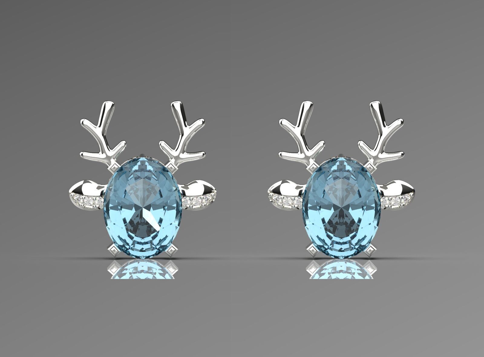 Deer-shaped jewelry earrings je0097 3D print model_13