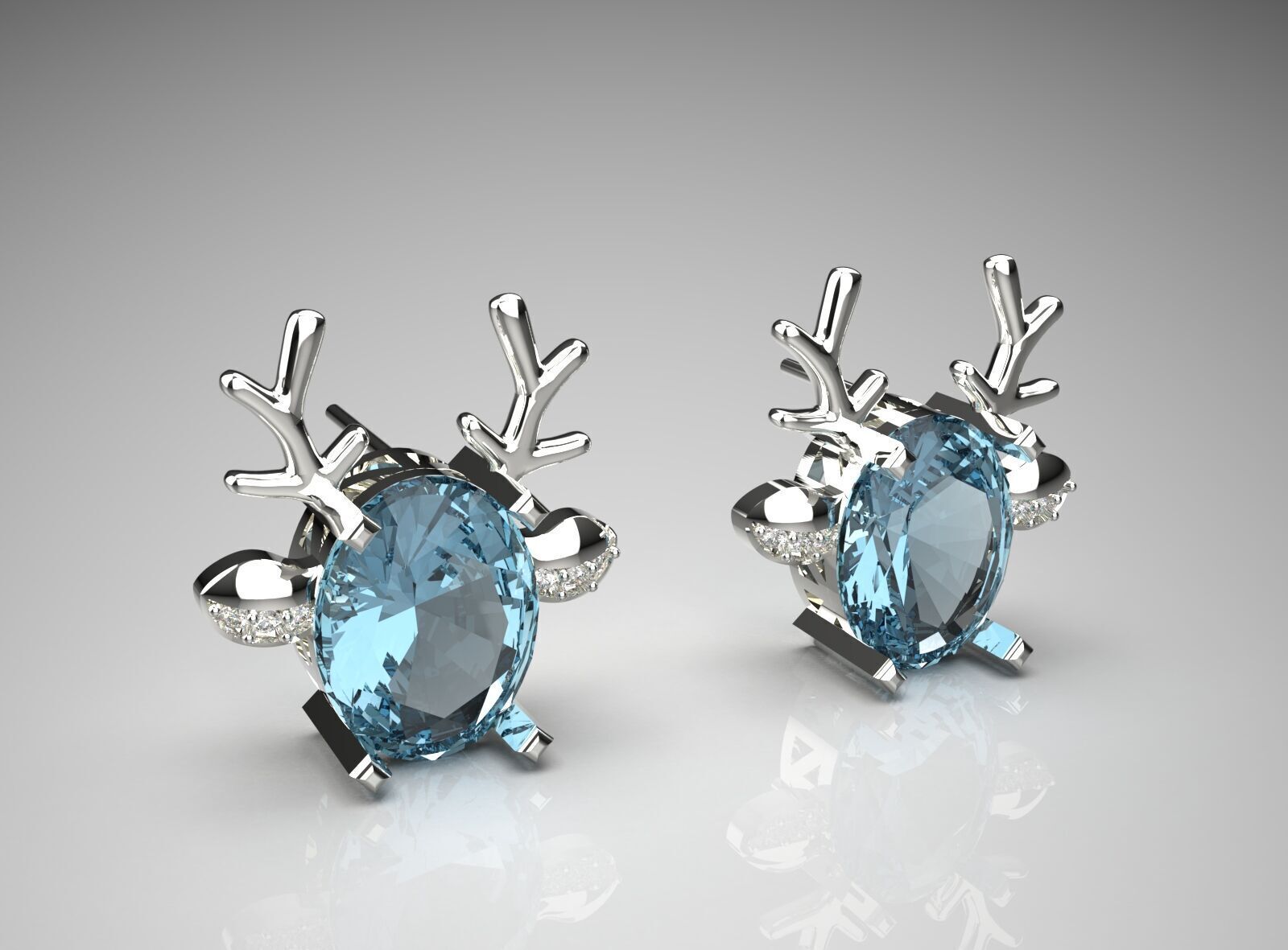 Deer-shaped jewelry earrings je0097 3D print model_12