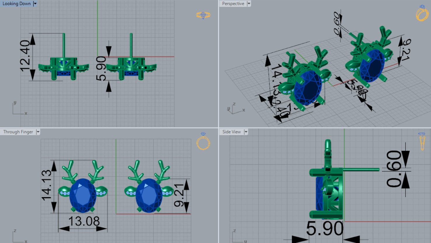 Deer-shaped jewelry earrings je0097 3D print model_7