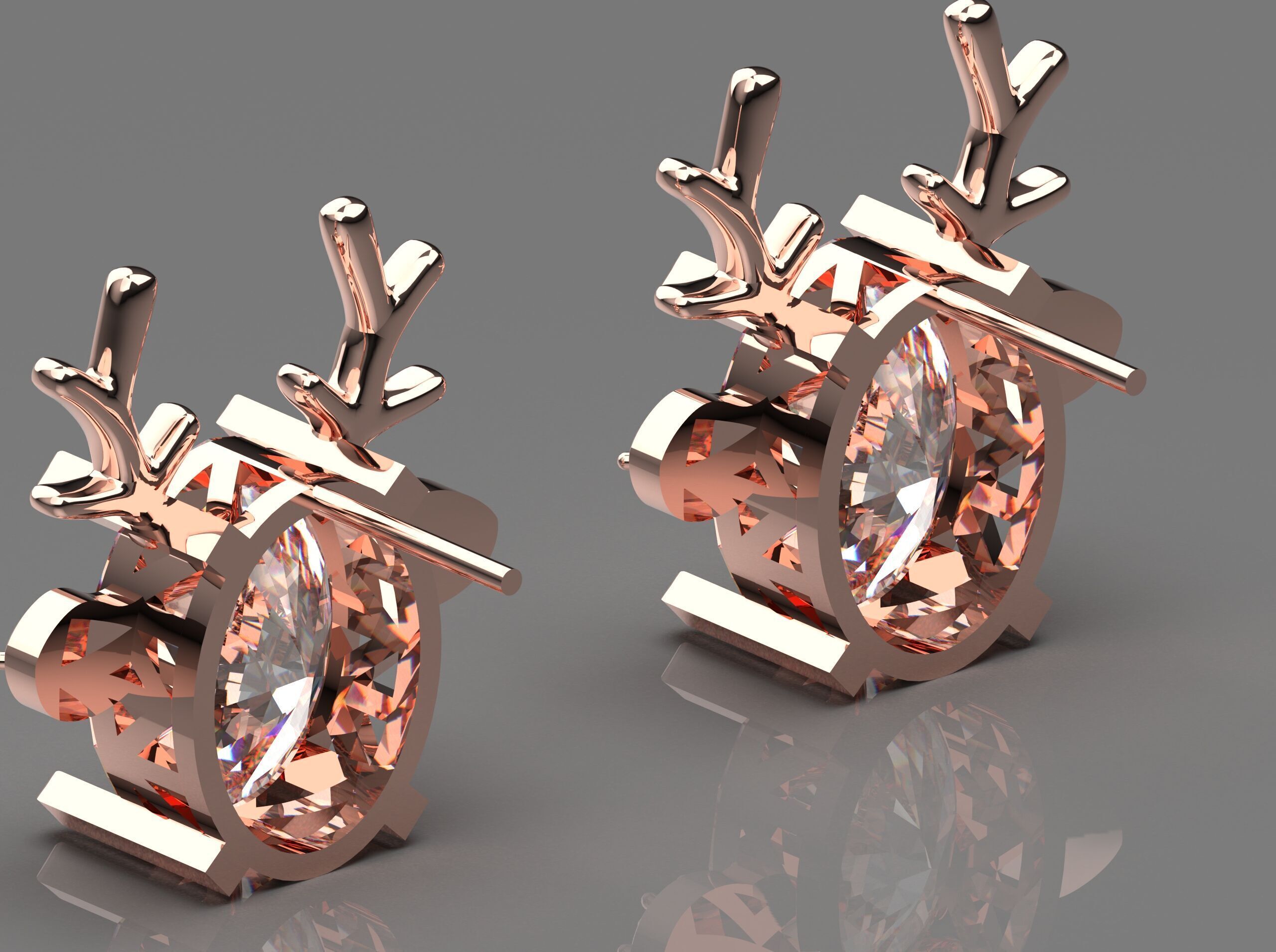 Deer-shaped jewelry earrings je0097 3D print model_3