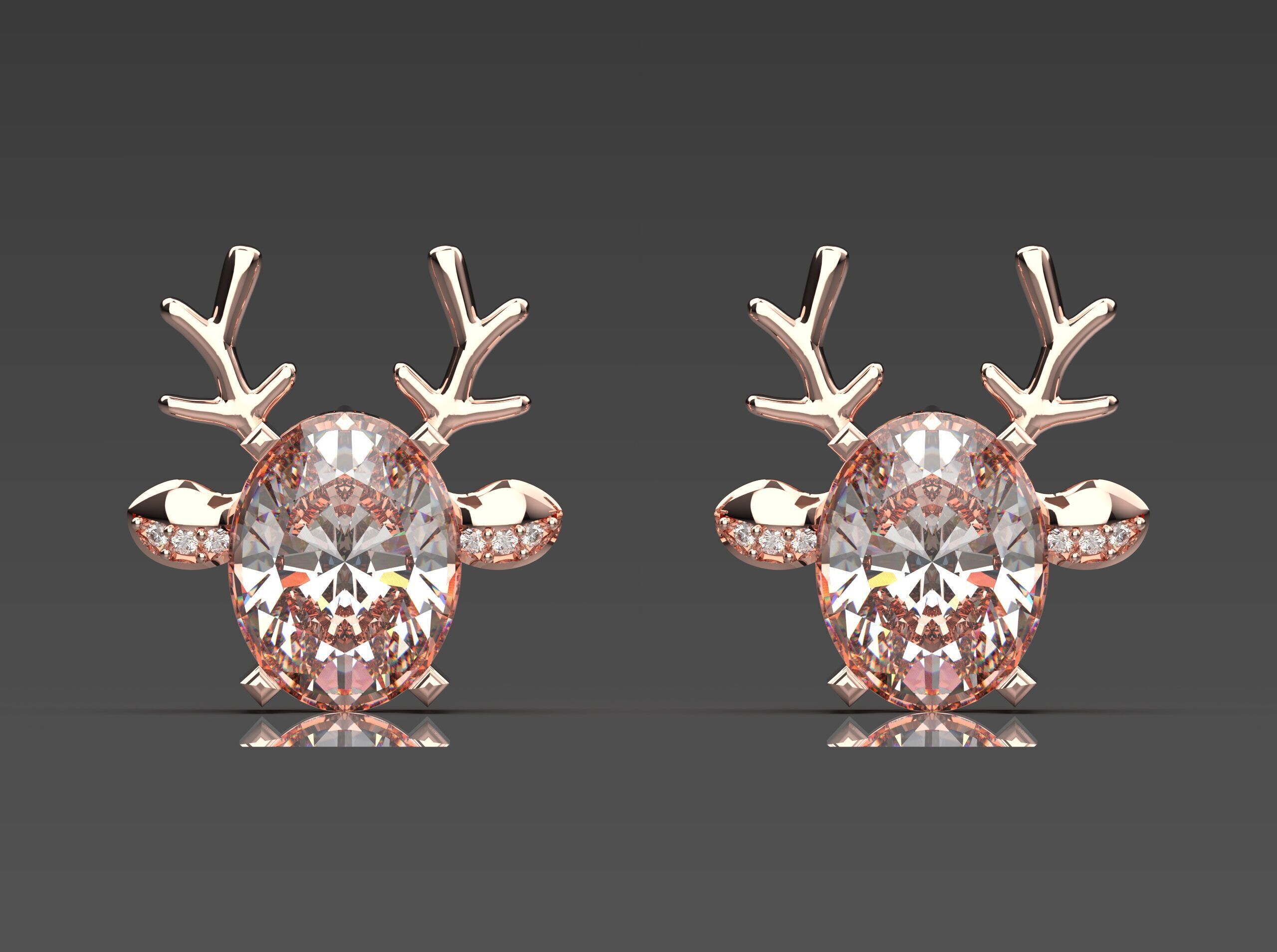 Deer-shaped jewelry earrings je0097 3D print model_1