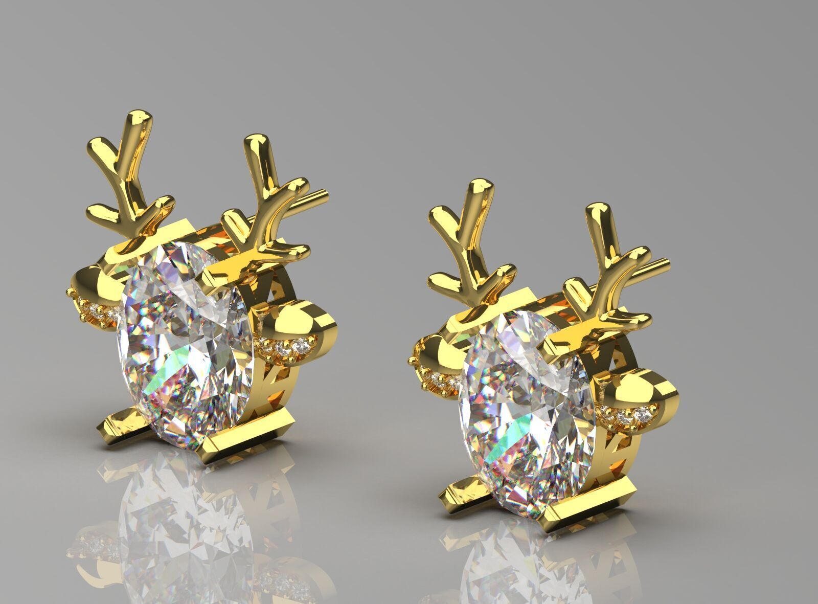 Deer-shaped jewelry earrings je0097 3D print model_16