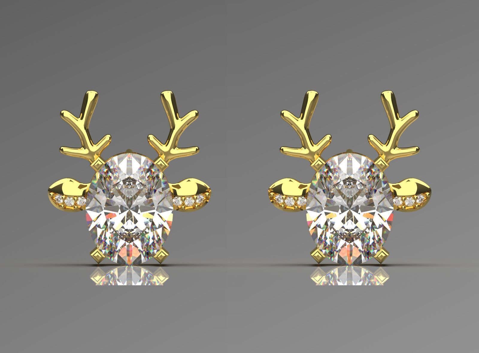 Deer-shaped jewelry earrings je0097 3D print model_17