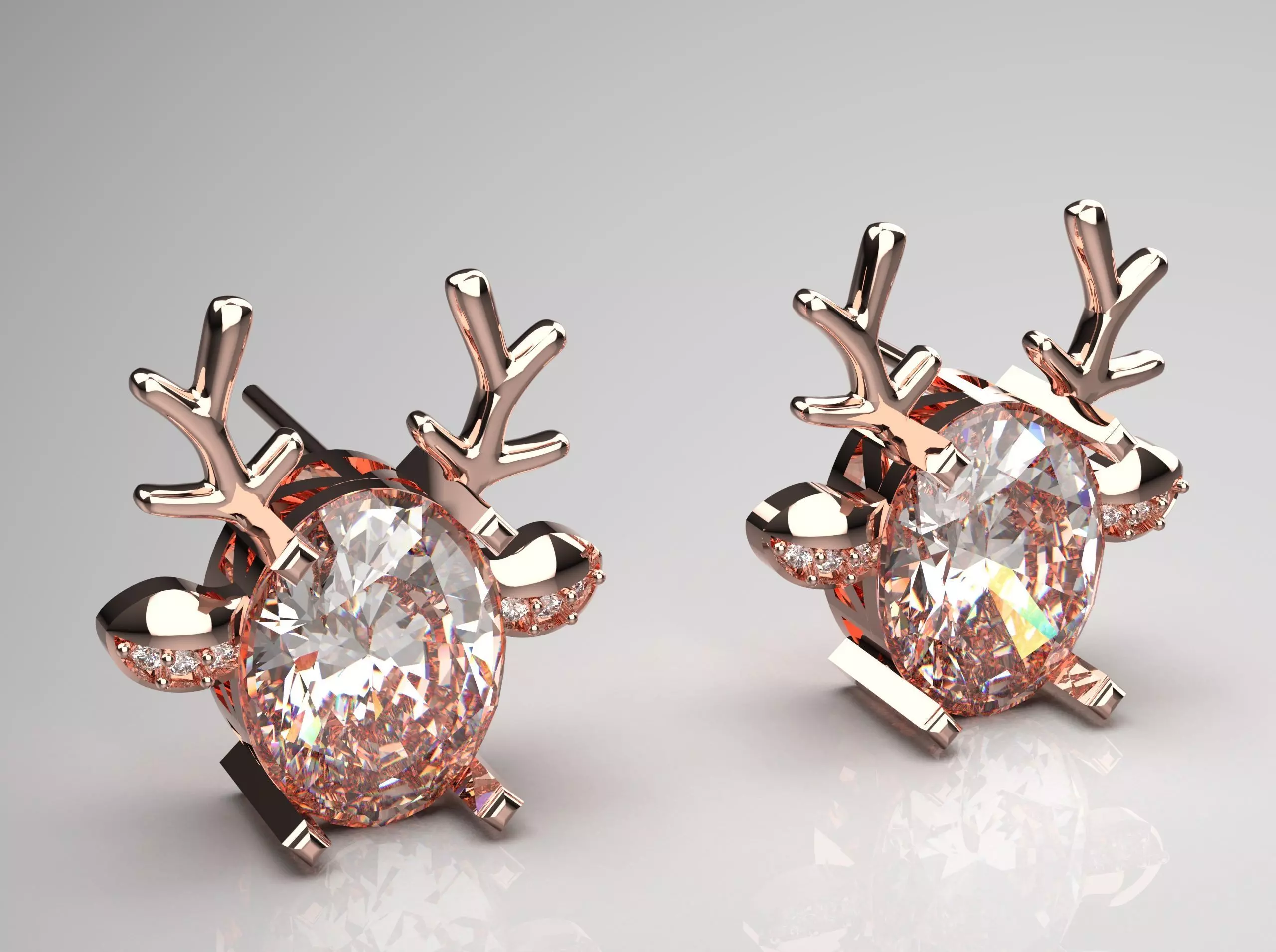 Deer-shaped jewelry earrings je0097 3D print model_0