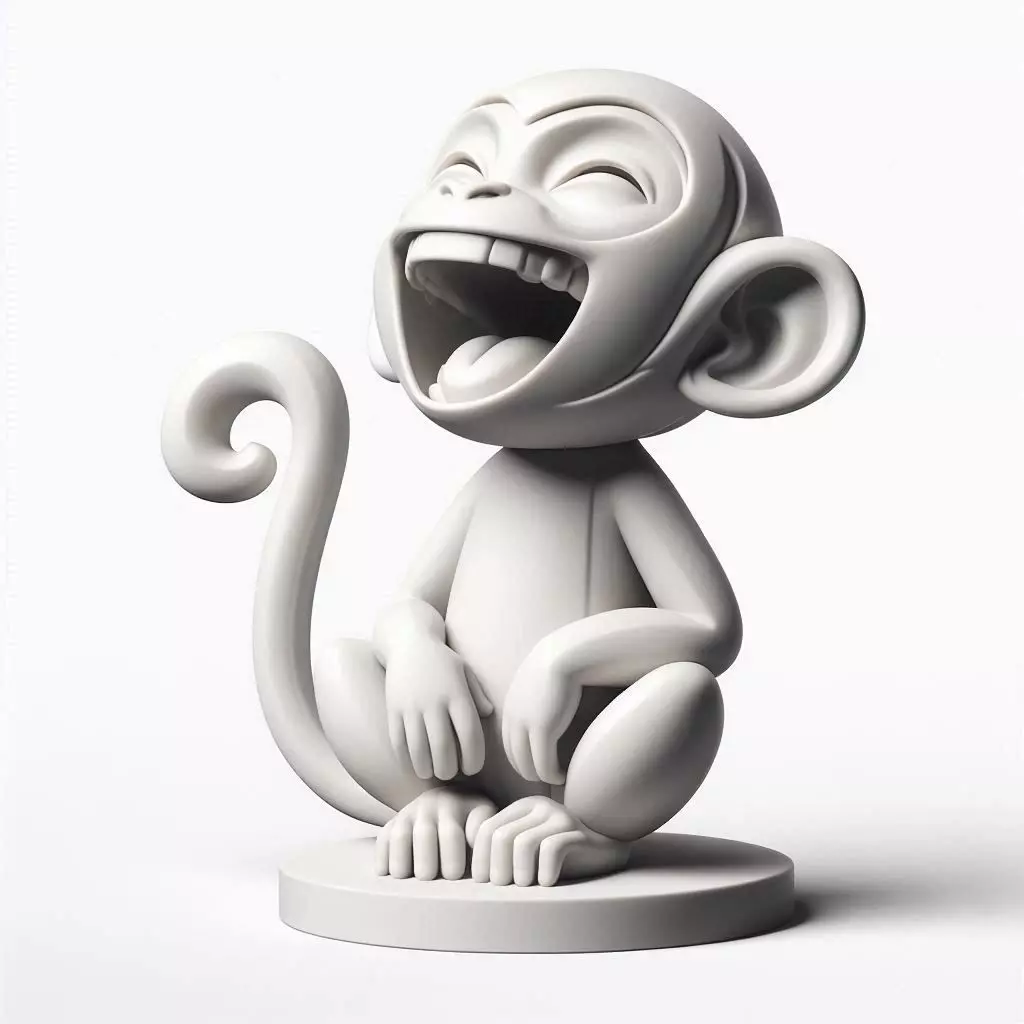99 Laughing Monkey 3D Printed Full Figure Statue 3D print model_0